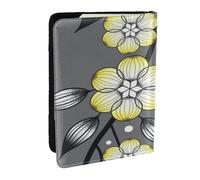 Wykjtwo Bordure Enneigée Fleur Étoile Grise Et Jaune, Porte-Passeport Portefeuille de Voyage en Cuir PU Étui pour Passeport Couvre-Passeport 6,5 po