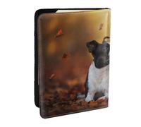 Wykjtwo Boston Terrier Automne Bokeh Chiens Chiens, Porte-Passeport Portefeuille de Voyage en Cuir PU Étui pour Passeport Couvre-Passeport 6,5 po