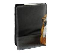 Wykjtwo Bouledogue Anglais agenouillé, Porte-Passeport Portefeuille de Voyage en Cuir PU Étui pour Passeport Couvre-Passeport 6,5 po