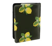 Wykjtwo Bouquet De Citron avec Branche Et Lys Noir, Porte-Passeport Portefeuille de Voyage en Cuir PU Étui pour Passeport Couvre-Passeport 6,5 po