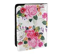 Wykjtwo Bouquets de Fleurs Vintage, Porte-Passeport Portefeuille de Voyage en Cuir PU Étui pour Passeport Couvre-Passeport 6,5 po