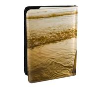 Wykjtwo Bouteilles de bière sur la Plage, Heure du Coucher du Soleil imprimée, Porte-Passeport Portefeuille de Voyage en Cuir PU Étui pour Passeport Couvre-Passeport 6,5 po