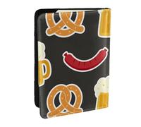 Wykjtwo Bretzel et bière, Porte-Passeport Portefeuille de Voyage en Cuir PU Étui pour Passeport Couvre-Passeport 6,5 po
