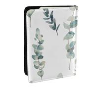 Wykjtwo Brindille de verdure Naturelle Blanche imprimée, Porte-Passeport Portefeuille de Voyage en Cuir PU Étui pour Passeport Couvre-Passeport 6,5 po