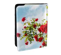 Wykjtwo Buisson de Roses Rouges imprimé, Porte-Passeport Portefeuille de Voyage en Cuir PU Étui pour Passeport Couvre-Passeport 6,5 po