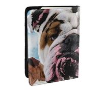 Wykjtwo Bulldog français, Porte-Passeport Portefeuille de Voyage en Cuir PU Étui pour Passeport Couvre-Passeport 6,5 po