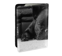 Wykjtwo Bulldog français, Porte-Passeport Portefeuille de Voyage en Cuir PU Étui pour Passeport Couvre-Passeport 6,5 po