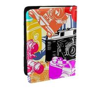 Wykjtwo Caméra Couleur rétro, Porte-Passeport Portefeuille de Voyage en Cuir PU Étui pour Passeport Couvre-Passeport 6,5 po
