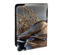 Wykjtwo Canard sur la Peinture de l’Eau, Porte-Passeport Portefeuille de Voyage en Cuir PU Étui pour Passeport Couvre-Passeport 6,5 po