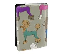 Wykjtwo Caniche coloré drôle de Bande dessinée, Porte-Passeport Portefeuille de Voyage en Cuir PU Étui pour Passeport Couvre-Passeport 6,5 po