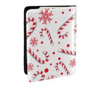 Wykjtwo Canne De Bonbon Rouge De Noël, Porte-Passeport Portefeuille de Voyage en Cuir PU Étui pour Passeport Couvre-Passeport 6,5 po
