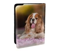 Wykjtwo Cavalier King Charles Spaniel Chiens Blancs Bruns, Porte-Passeport Portefeuille de Voyage en Cuir PU Étui pour Passeport Couvre-Passeport 6,5 po