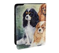 Wykjtwo Cavalier King Charles Spaniel doré Noir, Porte-Passeport Portefeuille de Voyage en Cuir PU Étui pour Passeport Couvre-Passeport 6,5 po