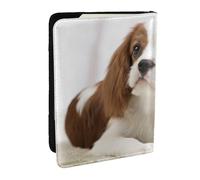 Wykjtwo Cavalier King Charles Spaniel Épagneul Brun, Porte-Passeport Portefeuille de Voyage en Cuir PU Étui pour Passeport Couvre-Passeport 6,5 po