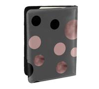 Wykjtwo Cercles Noirs élégants en Faux Rose, Porte-Passeport Portefeuille de Voyage en Cuir PU Étui pour Passeport Couvre-Passeport 6,5 po