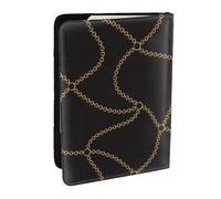 Wykjtwo Chaîne Chaînes Dorées Noires, Porte-Passeport Portefeuille de Voyage en Cuir PU Étui pour Passeport Couvre-Passeport 6,5 po