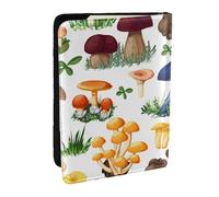 Wykjtwo Champignon de Peinture Japonaise, Porte-Passeport Portefeuille de Voyage en Cuir PU Étui pour Passeport Couvre-Passeport 6,5 po