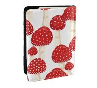 Wykjtwo Champignons Rouges agaric Mouche, Porte-Passeport Portefeuille de Voyage en Cuir PU Étui pour Passeport Couvre-Passeport 6,5 po