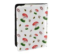 Wykjtwo Champignons Rouges d'automne, Porte-Passeport Portefeuille de Voyage en Cuir PU Étui pour Passeport Couvre-Passeport 6,5 po