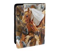 Wykjtwo Cheval Animal Aquarelle imprimé, Porte-Passeport Portefeuille de Voyage en Cuir PU Étui pour Passeport Couvre-Passeport 6,5 po