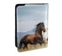 Wykjtwo Cheval Blanc, Porte-Passeport Portefeuille de Voyage en Cuir PU Étui pour Passeport Couvre-Passeport 6,5 po