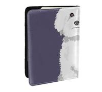 Wykjtwo Chien Bichon Frise Blanc, Porte-Passeport Portefeuille de Voyage en Cuir PU Étui pour Passeport Couvre-Passeport 6,5 po