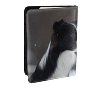 Wykjtwo Chien Border Collie Taché De Neige, Porte-Passeport Portefeuille de Voyage en Cuir PU Étui pour Passeport Couvre-Passeport 6,5 po