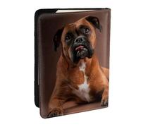 Wykjtwo Chien Boxer couché Cool, Porte-Passeport Portefeuille de Voyage en Cuir PU Étui pour Passeport Couvre-Passeport 6,5 po