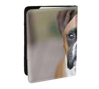 Wykjtwo Chien Boxer, Porte-Passeport Portefeuille de Voyage en Cuir PU Étui pour Passeport Couvre-Passeport 6,5 po