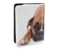 Wykjtwo Chien Boxer, Porte-Passeport Portefeuille de Voyage en Cuir PU Étui pour Passeport Couvre-Passeport 6,5 po
