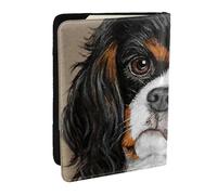 Wykjtwo Chien Cadeau Cavalier King Charles Spaniel, Porte-Passeport Portefeuille de Voyage en Cuir PU Étui pour Passeport Couvre-Passeport 6,5 po