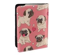 Wykjtwo Chien Carlin Coeur Saint Valentin, Porte-Passeport Portefeuille de Voyage en Cuir PU Étui pour Passeport Couvre-Passeport 6,5 po