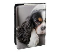 Wykjtwo Chien Cavalier King Charles Spaniel, Porte-Passeport Portefeuille de Voyage en Cuir PU Étui pour Passeport Couvre-Passeport 6,5 po
