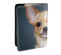 Wykjtwo Chien Chihuahua drôle et Mignon, Porte-Passeport Portefeuille de Voyage en Cuir PU Étui pour Passeport Couvre-Passeport 6,5 po