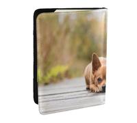 Wykjtwo Chien Chihuahua, Porte-Passeport Portefeuille de Voyage en Cuir PU Étui pour Passeport Couvre-Passeport 6,5 po
