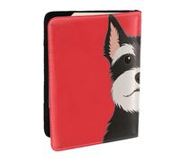Wykjtwo Chien Copain Schnauzer, Porte-Passeport Portefeuille de Voyage en Cuir PU Étui pour Passeport Couvre-Passeport 6,5 po