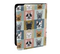 Wykjtwo Chien de modèle de Portraits de Bouledogue français, Porte-Passeport Portefeuille de Voyage en Cuir PU Étui pour Passeport Couvre-Passeport 6,5 po