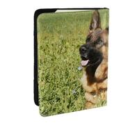 Wykjtwo Chien de Race Berger Allemand, Porte-Passeport Portefeuille de Voyage en Cuir PU Étui pour Passeport Couvre-Passeport 6,5 po
