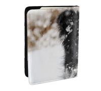 Wykjtwo Chien des neiges Border Collie, Porte-Passeport Portefeuille de Voyage en Cuir PU Étui pour Passeport Couvre-Passeport 6,5 po