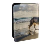 Wykjtwo Chien du Ciel Marin Border Collie, Porte-Passeport Portefeuille de Voyage en Cuir PU Étui pour Passeport Couvre-Passeport 6,5 po