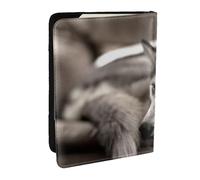 Wykjtwo Chien Husky, Porte-Passeport Portefeuille de Voyage en Cuir PU Étui pour Passeport Couvre-Passeport 6,5 po