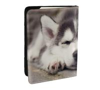 Wykjtwo Chien Husky, Porte-Passeport Portefeuille de Voyage en Cuir PU Étui pour Passeport Couvre-Passeport 6,5 po