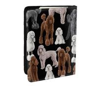 Wykjtwo Chien Noir avec des caniches, Porte-Passeport Portefeuille de Voyage en Cuir PU Étui pour Passeport Couvre-Passeport 6,5 po