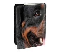Wykjtwo Chien Rottweiler, Porte-Passeport Portefeuille de Voyage en Cuir PU Étui pour Passeport Couvre-Passeport 6,5 po