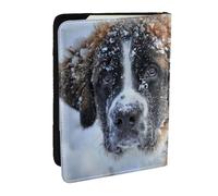 Wykjtwo Chien Saint-Bernard, Porte-Passeport Portefeuille de Voyage en Cuir PU Étui pour Passeport Couvre-Passeport 6,5 po