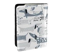 Wykjtwo Chien Saucisse avec des Lettres et des Beignets, Porte-Passeport Portefeuille de Voyage en Cuir PU Étui pour Passeport Couvre-Passeport 6,5 po