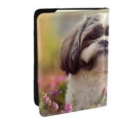 Wykjtwo Chien Shih Tzu, Porte-Passeport Portefeuille de Voyage en Cuir PU Étui pour Passeport Couvre-Passeport 6,5 po