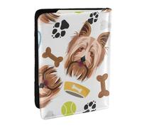 Wykjtwo Chien Souriant Yorkshire Terrier, Porte-Passeport Portefeuille de Voyage en Cuir PU Étui pour Passeport Couvre-Passeport 6,5 po