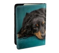 Wykjtwo Chien Teckel, Porte-Passeport Portefeuille de Voyage en Cuir PU Étui pour Passeport Couvre-Passeport 6,5 po