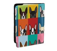 Wykjtwo Chien Terrier de Boston, Porte-Passeport Portefeuille de Voyage en Cuir PU Étui pour Passeport Couvre-Passeport 6,5 po